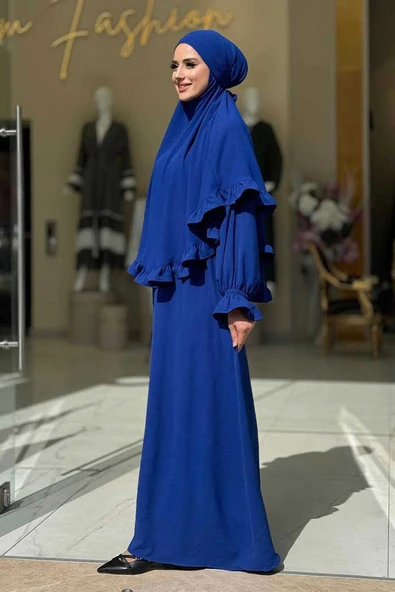 Sufleli Namaz Elbisesi 6034 Saks - 3