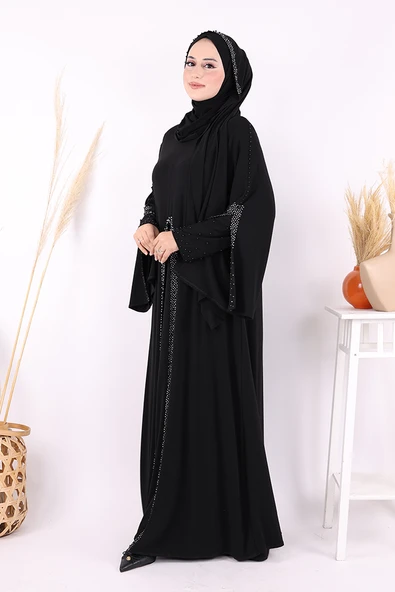 Pelerin, Elbise ve Şal Üçlü Takım 3932 Siyah - Resim 3