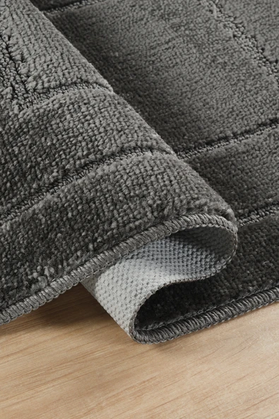 Doğal Kaymaz Taban Banyo Paspas Seti Uzun Ömürlü Yumuşak Dokulu Su Emici Yıkanabilir Çerçeve Set 50x80-50x40 - 3