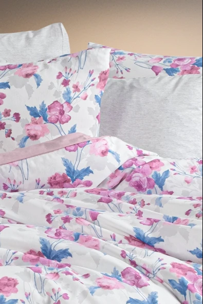 Lastikli Çarşaflı Tek Kişilik Nevresim Takımı Roseto-Gül Kurusu - 5