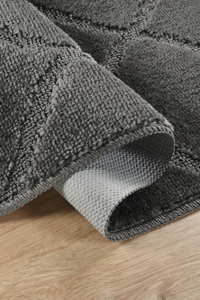 Doğal Kaymaz Taban Banyo Paspas Seti Uzun Ömürlü Yumuşak Dokulu Su Emici Yıkanabilir Çizgili Set 50x80-50x40 - 3