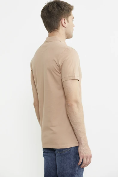 Detaylı Polo Yaka Kısa Kol Tişört - Somon - Resim 5