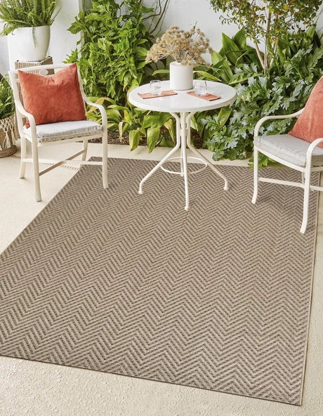 Sisaluna 4441 Bej Jüt Tabanlı Modern Dokuma Kilim Sisal Hasır Halı - 7