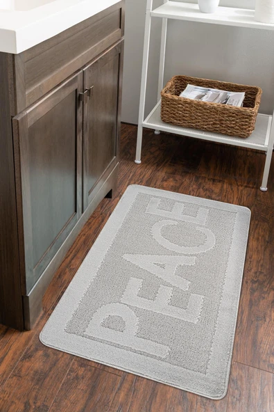 Doğal Kaymaz Taban Banyo Paspas Uzun Ömürlü Yumuşak Dokulu Su Emici Yıkanabilir Yazılı Paspas Peace 60x100 - 4