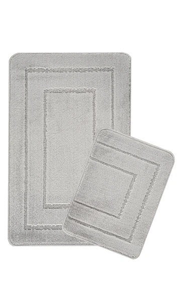 Doğal Kaymaz Taban Banyo Paspas Seti Uzun Ömürlü Yumuşak Dokulu Su Emici Yıkanabilir Çerçeve Set 50x80-50x40 - 5