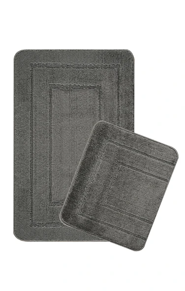 Doğal Kaymaz Taban Banyo Paspas Seti Uzun Ömürlü Yumuşak Dokulu Su Emici Yıkanabilir Çerçeve Set 50x80-50x40 - 2