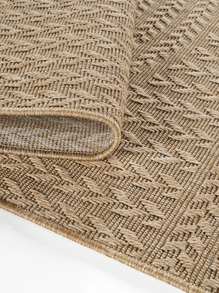 Sisaluna 4443 Bej Jüt Tabanlı Modern Dokuma Kilim Sisal Hasır Halı - 3