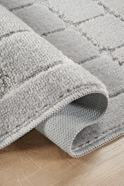 Doğal Kaymaz Taban Banyo Paspas Seti Uzun Ömürlü Yumuşak Dokulu Su Emici Yıkanabilir Kareli Set 50x80-50x40 - 6