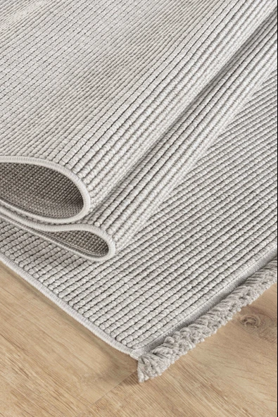 Loopy 5553 Gri Yumuşak Dokulu Bukle Modern Salon Mutfak Koridor Halısı Tozumaz Örgü Makine Halısı - 6