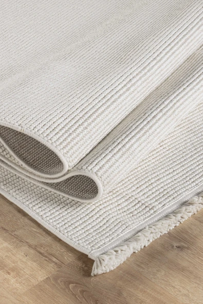 Loopy 5552 Krem Yumuşak Dokulu Bukle Modern Salon Mutfak Koridor Halısı Tozumaz Örgü Makine Halısı - Resim 6