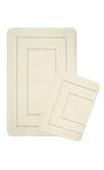 Doğal Kaymaz Taban Banyo Paspas Seti Uzun Ömürlü Yumuşak Dokulu Su Emici Yıkanabilir Çerçeve Set 50x80-50x40 - 8