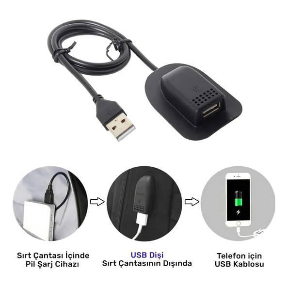 NPO CKA Sırt Çantası Valiz Organizer USB Erkek/Dişi Çanta Şarj Kablosu ve Soketi - 4
