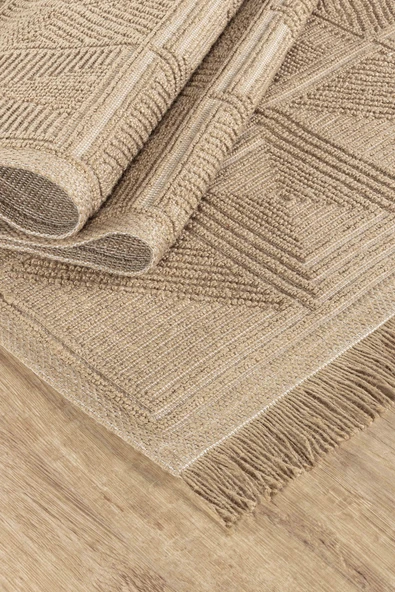 Natura 6661 %100 Doğal Jüt Kilim Bej Renkli Yumuşak Dokulu Şık Tasarımlı Kilim Modern Dokuma Kilim - 6