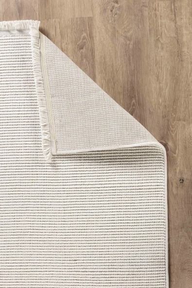 Loopy 5552 Krem Yumuşak Dokulu Bukle Modern Salon Mutfak Koridor Halısı Tozumaz Örgü Makine Halısı - Resim 2