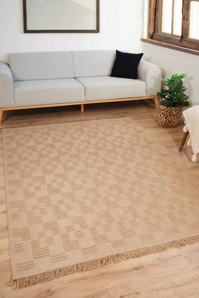 Natura 6664 %100 Doğal Jüt Kilim Bej Renkli Yumuşak Dokulu Şık Tasarımlı Kilim Modern Dokuma Kilim - 3