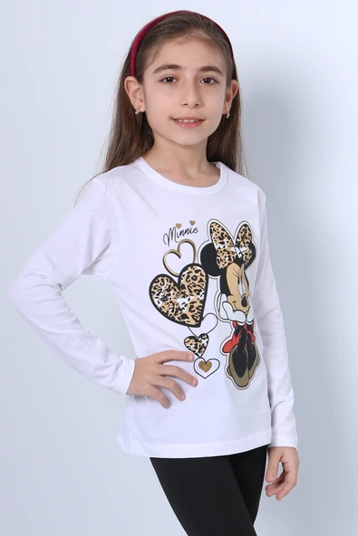 KIZ ÇOCUK UZUN KOL TSHİRT 4 MEVSİM BASKILI BİSİKLET YAKA D7 - Resim 5