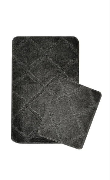 Doğal Kaymaz Taban Banyo Paspas Seti Uzun Ömürlü Yumuşak Dokulu Su Emici Yıkanabilir Çizgili Set 50x80-50x40 - 2