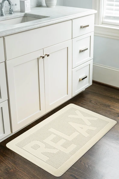 Doğal Kaymaz Taban Banyo Paspas Uzun Ömürlü Yumuşak Dokulu Su Emici Yıkanabilir Yazılı Paspas Relax 60x100 - 7