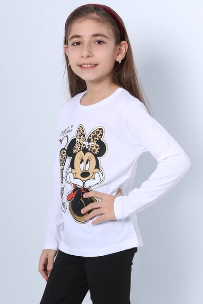 KIZ ÇOCUK UZUN KOL TSHİRT 4 MEVSİM BASKILI BİSİKLET YAKA D7 - Resim 3