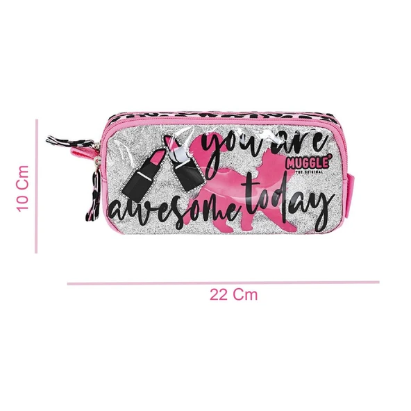 Muggle 2 Bölmeli Fashion Totally Kalemlik Pembe (MU-9075) - 2