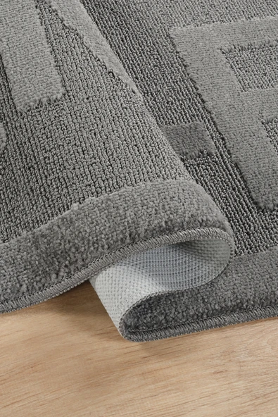 Doğal Kaymaz Taban Banyo Paspas Uzun Ömürlü Yumuşak Dokulu Su Emici Yıkanabilir Yazılı Paspas Smile 60x100 - 3