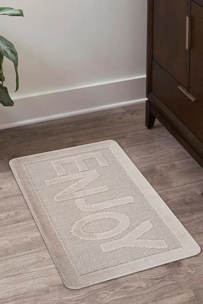 Doğal Kaymaz Taban Banyo Paspas Uzun Ömürlü Yumuşak Dokulu Su Emici Yıkanabilir Yazılı Paspas Enjoy 60x100 - 10