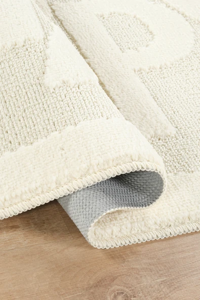 Doğal Kaymaz Taban Banyo Paspas Uzun Ömürlü Yumuşak Dokulu Su Emici Yıkanabilir Yazılı Paspas Happy 60x100 - 9