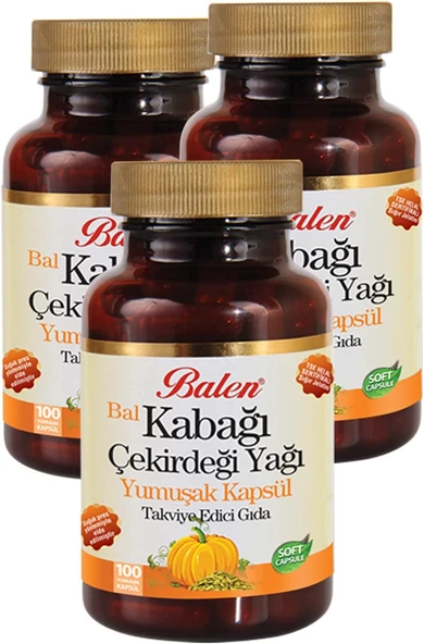 Balen Bal Kabağı Çekirdeği Yağı 100 Kapsül X 1380 mg Kabak Çekirdeği 3 kutu