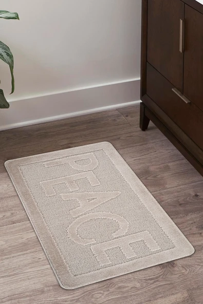Doğal Kaymaz Taban Banyo Paspas Uzun Ömürlü Yumuşak Dokulu Su Emici Yıkanabilir Yazılı Paspas Peace 60x100 - 10