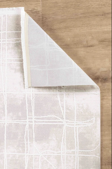 Vola 2909 Yumuşak Dokulu Modern Salon Mutfak Koridor Halısı Krem Tozumaz Makine Halısı - 5