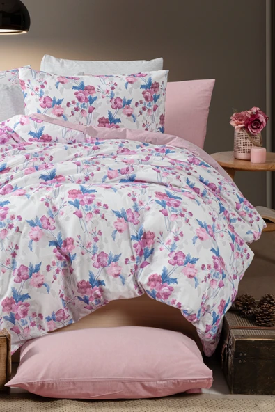 Lastikli Çarşaflı Tek Kişilik Nevresim Takımı Roseto-Gül Kurusu - 2