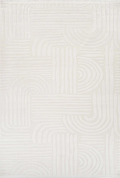 Vola 2906 Yumuşak Dokulu Modern Salon Mutfak Koridor Halısı Krem Tozumaz Makine Halısı - 4