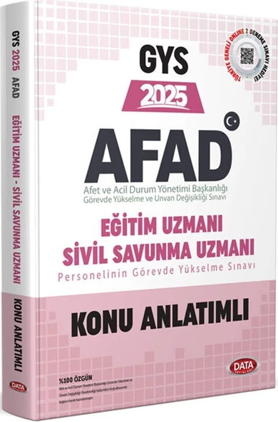 Data Yayınları 2025 GYS AFAD Eğitim Uzmanı Sivil Savunma Uzmanı Konu Anlatımlı
