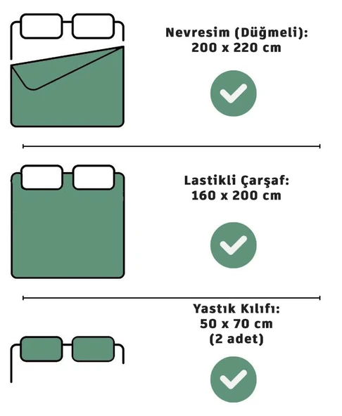 Lastikli Çarşaflı Çift Kişilik Nevresim Takımı Oillet - 3