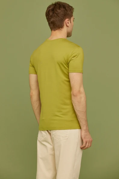 Sıfır Yaka Basic Tişört - Yeşil - 6