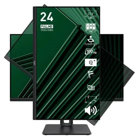 MSI 23.8" FLAT VA PRO MP245PG 1MS 100HZ HDMI-DP PIVOT KURUMSAL MONİTÖR 1920X1080 - 2