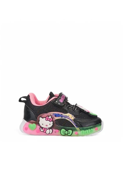 Günlük Kız Çocuk Spor Ayakkabı Hello Kitty Simli Süs Detay Işıklı Taban Lastik Bağcık Sneaker 120 - 5