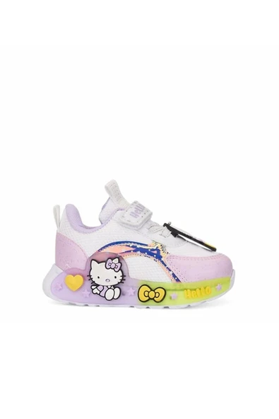 Günlük Kız Çocuk Spor Ayakkabı Hello Kitty Simli Süs Detay Işıklı Taban Lastik Bağcık Sneaker 120