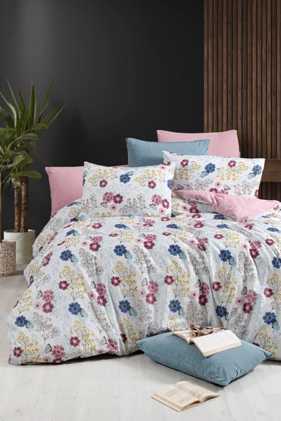 Lastikli Çarşaflı Çift Kişilik Nevresim Takımı Oillet