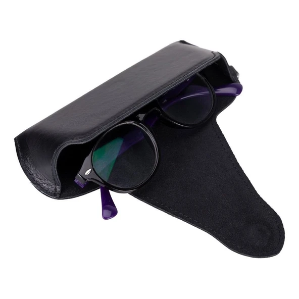 Riviera Deri Askılı Gözlük Kılıfı Parlak Siyah - 3