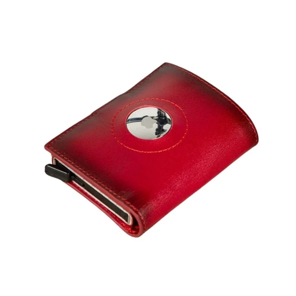 Palertag Deri Cüzdan, Apple AirTag Uyumlu Kırmızı - 4