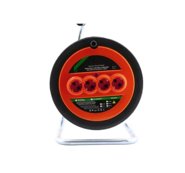 Plastik Makaralı Ev Elektriği Monofaze Seyyar 4 Prizli Uzatma Kablosu 3x2.5 Mm Ttr Kablo 30 Metre - 2