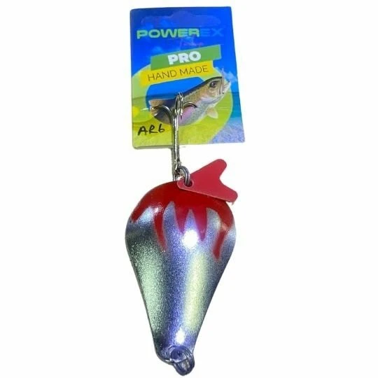 Turna Kaşığı 30 Gram Armut Model Gümüş Kırmızı Parlak Pike 30 Gr. 6,5 Cm. Metal Kaşık Sahte Yem Turna Kaşığı AR6