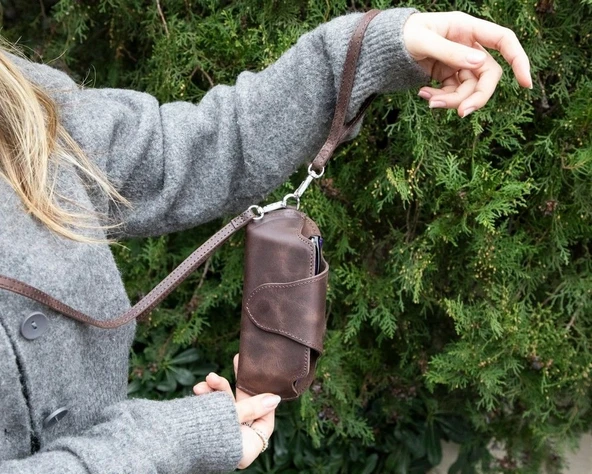 Riviera Deri Askılı Gözlük Kılıfı Kahverengi - 5