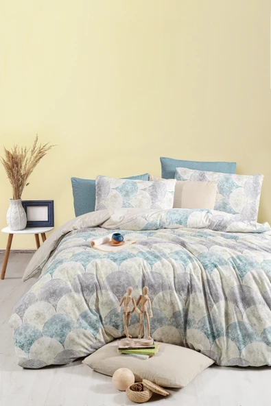 Lastikli Çarşaflı Çift Kişilik Nevresim Takımı Rond