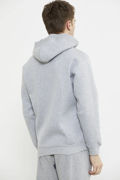 Oversize Kapüşonlu Sweatshirt - Gri - Resim 5