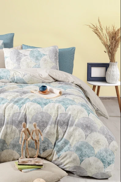 Lastikli Çarşaflı Çift Kişilik Nevresim Takımı Rond - 2