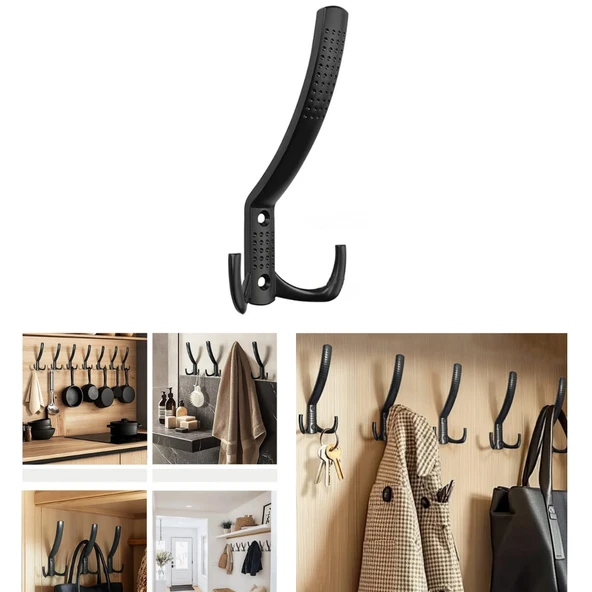 Noktalı Portmanto Vestiyer Askısı Metal Mat Siyah 2’li - 3