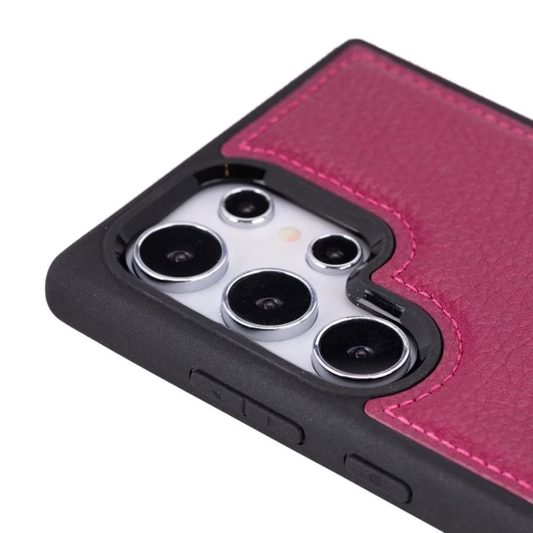 Samsung Galaxy S24 Ultra Uyumlu Deri Arka Kapak Gül Kurusu - 4