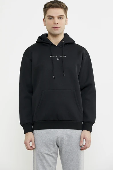 Oversize Kapüşonlu Sweatshirt - Siyah